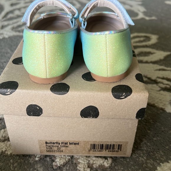 NIB Sophia Webster Mini Butterfly Flat Infant Iridescent Rainbow Glitter EU 22 - Picture 5 of 6